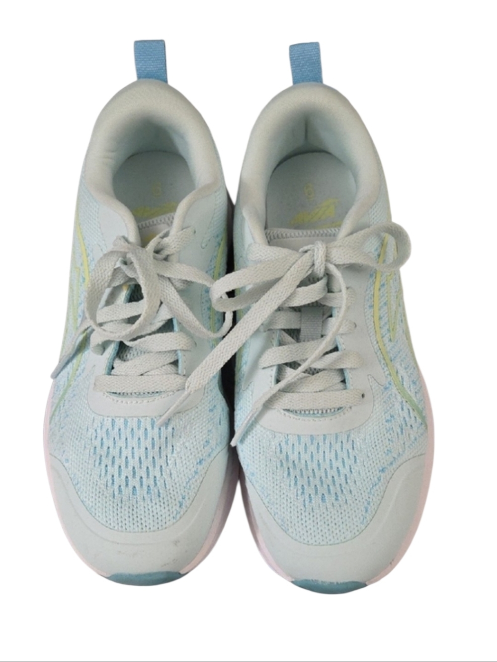 Avia Pale Blue Lace-Up Running Shoes with Yellow Accents